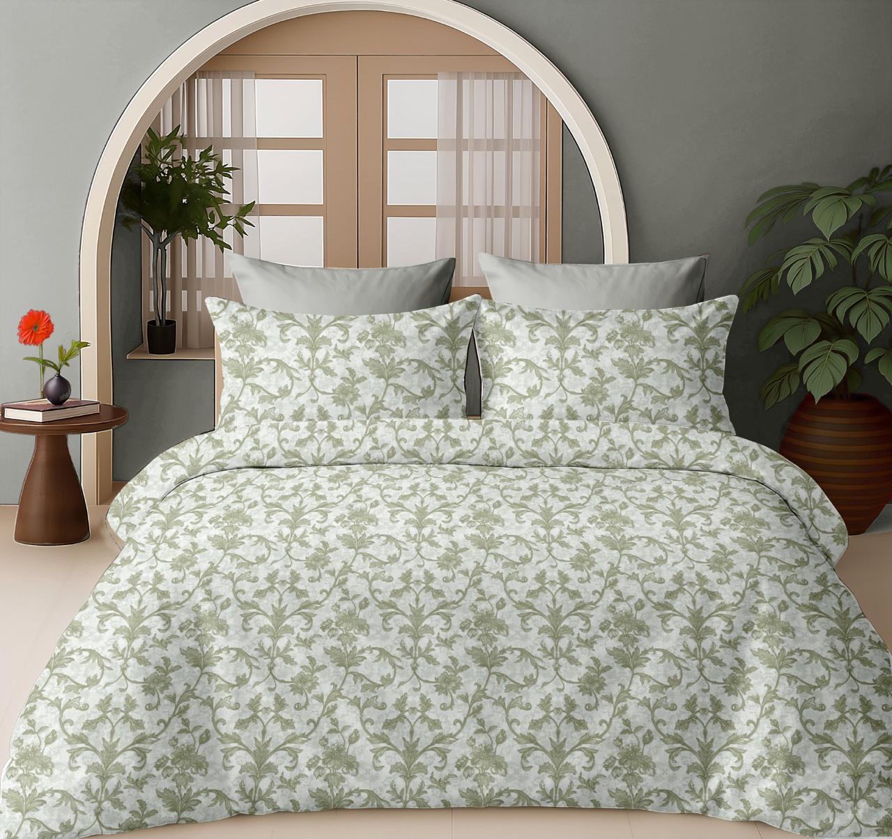Cream & Green Bedsheet