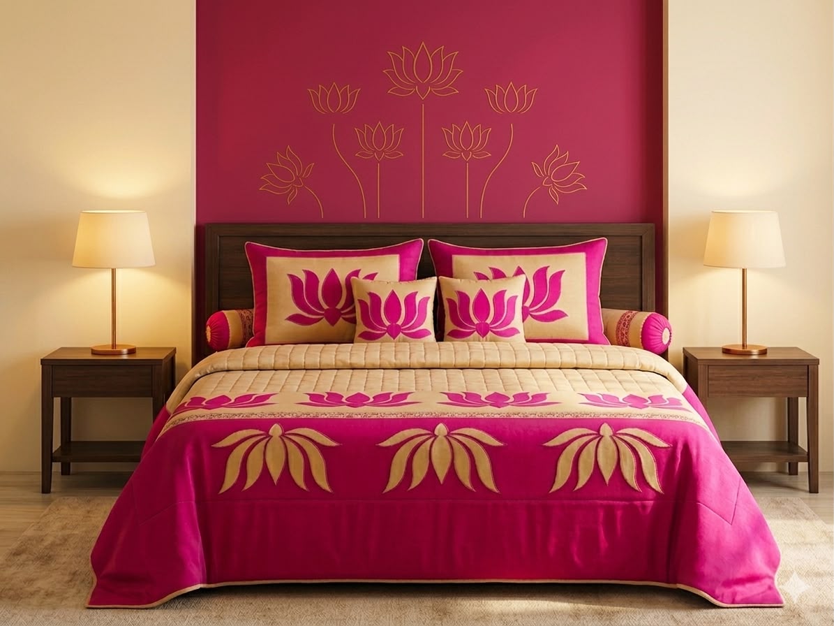 Pink & Gold Bedcover