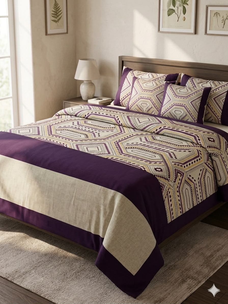 Purple & Cream Bedcover